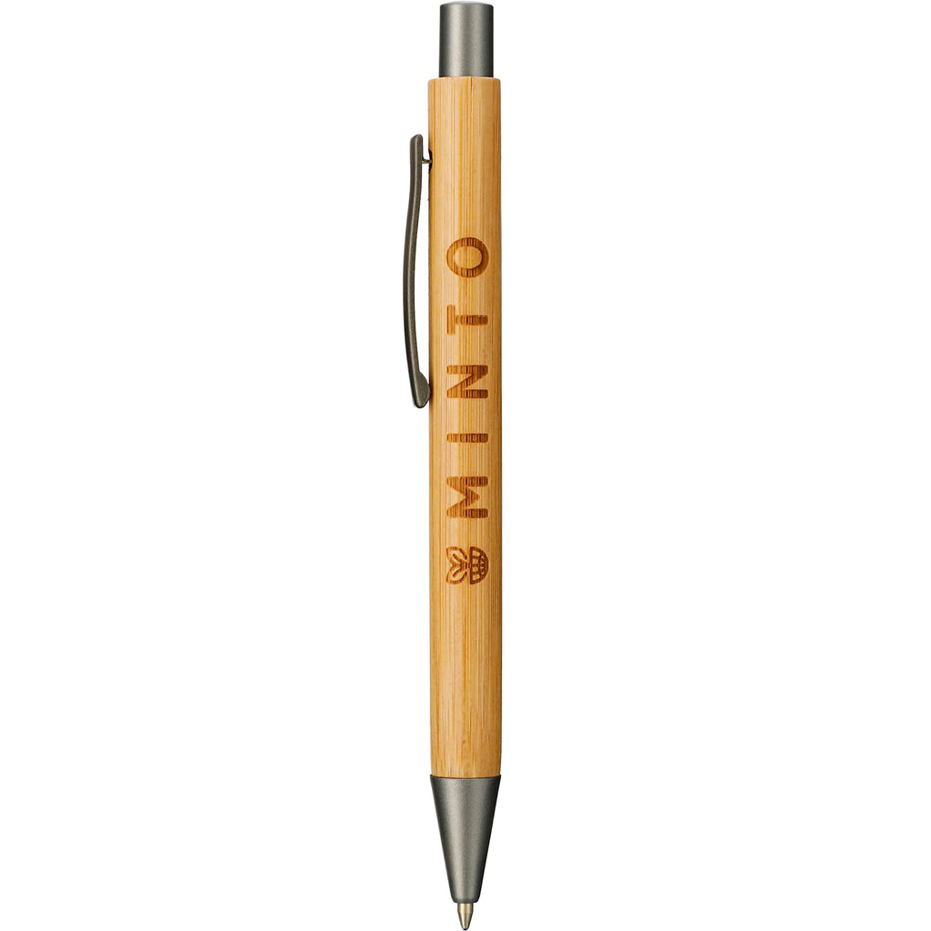 Bamboo Gel Ballpoint Pen with Quick-Dry Ink Laser Engraving - Natural - Front 2
