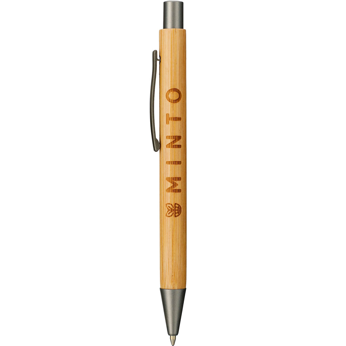 Bamboo Gel Ballpoint Pen with Quick-Dry Ink Laser Engraving - Natural - Front 2