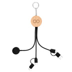 Bamboo Multi-Charging Keyring with Watch Dock, 10W - Laser Engraving