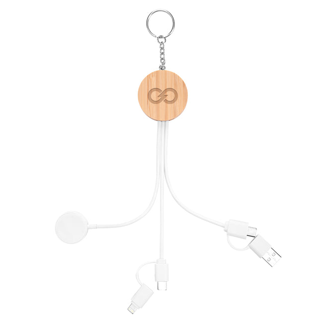 Bamboo Multi-Charging Keyring with Watch Dock, 10W