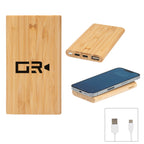 Bamboo Power Bank with 10W Wireless Charging, 5,000 mAh - Silk Screen