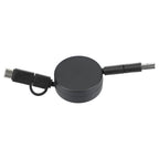 Bamboo Retractable 5-in-1 Charging Cable - Black - Back