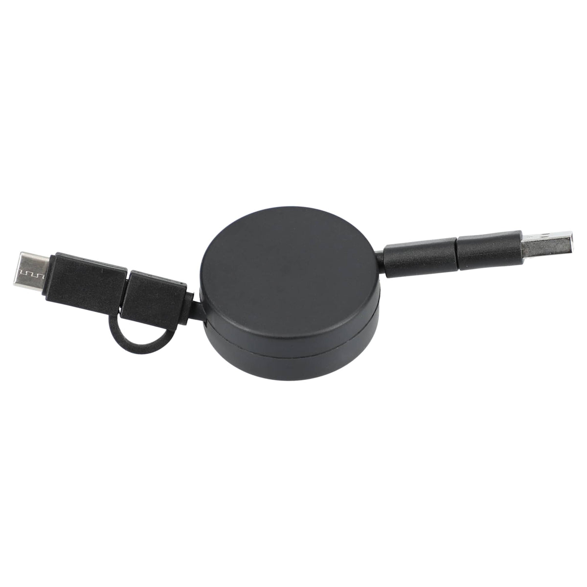 Bamboo Retractable 5-in-1 Charging Cable - Black - Back