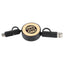Bamboo Retractable 5-in-1 Charging Cable - Black - Front