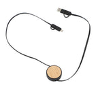 Bamboo Retractable 5-in-1 Charging Cable - Black - Left Angle 2