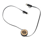 Bamboo Retractable 5-in-1 Charging Cable - Black - Left Angle