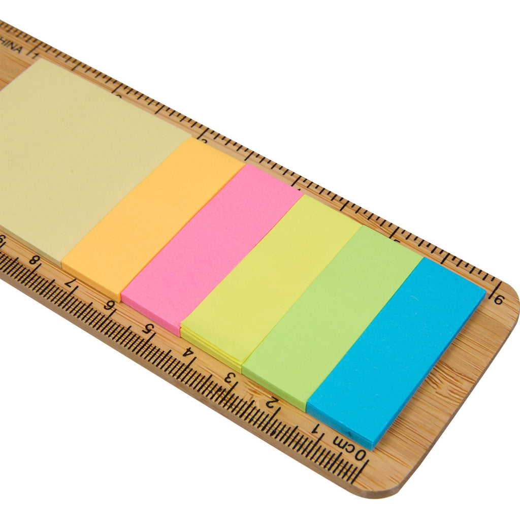 Bamboo Ruler and Sticky Notes Set, 6 Inch - Natural - Detail