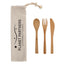 Bamboo Utensil Set in a Travel Pouch, Three Piece - Natural - Silk Screen