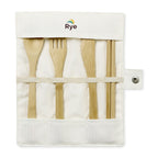 Bamboo Utensil Set with Chopsticks in a Recycled Case Transfer - Natural - View 3
