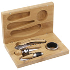 Bamboo Wine Accessory Gift Set, 4 Pieces Laser Engraving - Natural - Photo 3