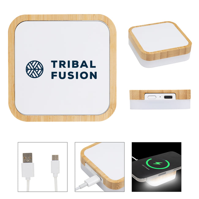 Bamboo Wireless Charger and Night Light