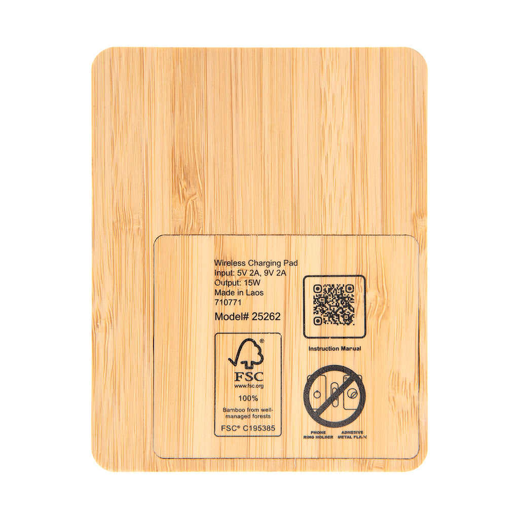 Bamboo Wireless Charger, Phone Stand and Fidget - Back