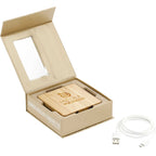 Bamboo Wireless Charging Pad with Two USB Ports Laser Engraving - Natural - Right Angle