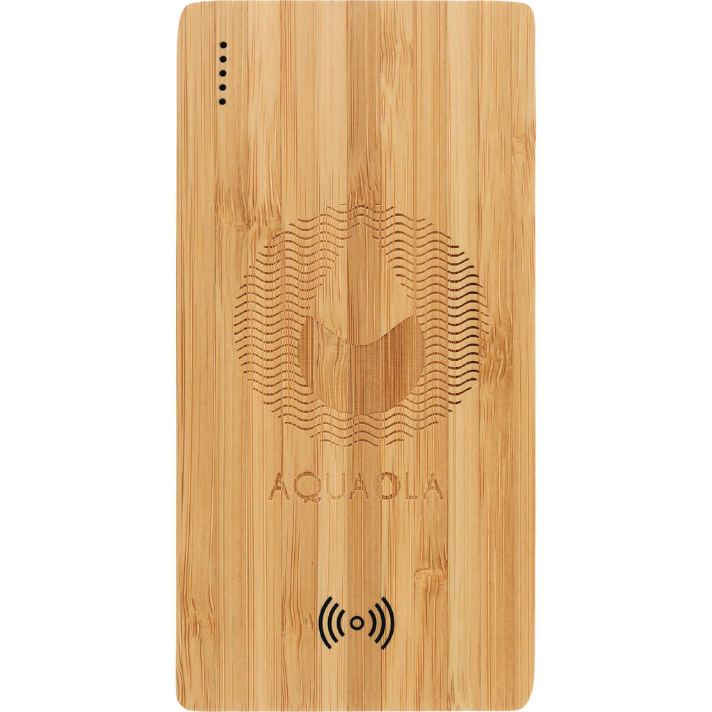 Bamboo Wireless Power Bank, 5,000 mAh Laser Engraving - Wood - Front 3