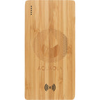 Bamboo Wireless Power Bank, 5,000 mAh Laser Engraving - Wood - Front 3