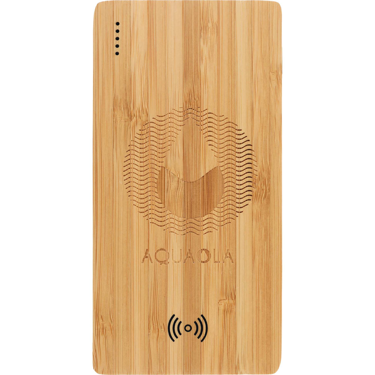 Bamboo Wireless Power Bank, 5,000 mAh Laser Engraving - Wood - Front 3