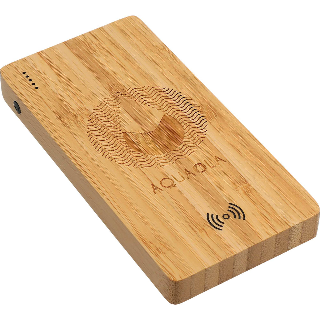 Bamboo Wireless Power Bank, 5,000 mAh Laser Engraving - Wood - Front