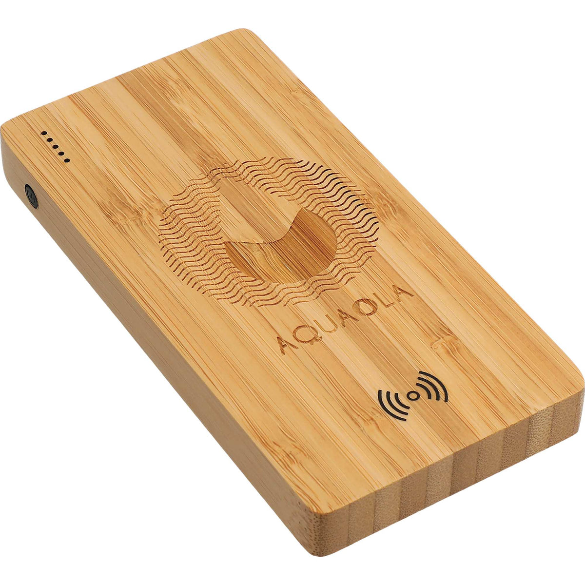 Bamboo Wireless Power Bank, 5,000 mAh Laser Engraving - Wood - Front