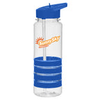 Banded Gripper Bottle, 24 oz - Clear with Blue - Colorbrite Drinkware