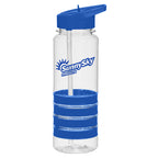 Banded Gripper Bottle, 24 oz - Clear with Blue - Silk Screen