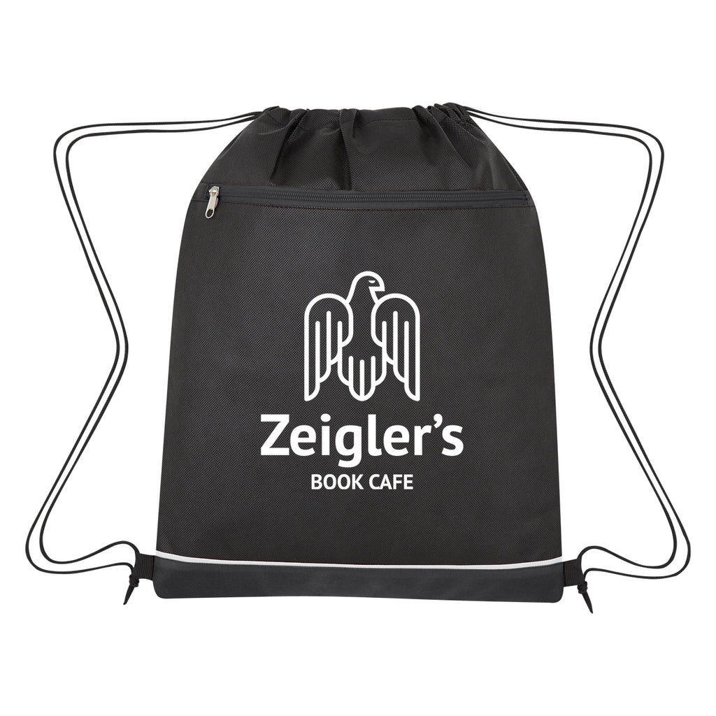 Bandura Drawstring Bag, Non-Woven and Recycled - Black with Black - Silk Screen