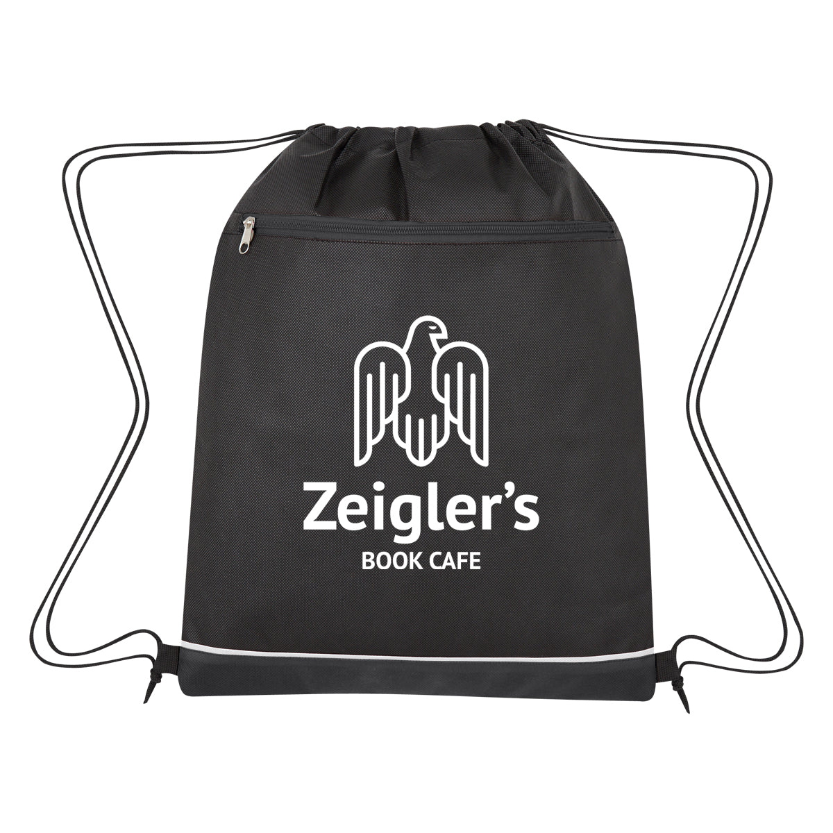 Bandura Drawstring Bag, Non-Woven and Recycled - Black with Black - Silk Screen