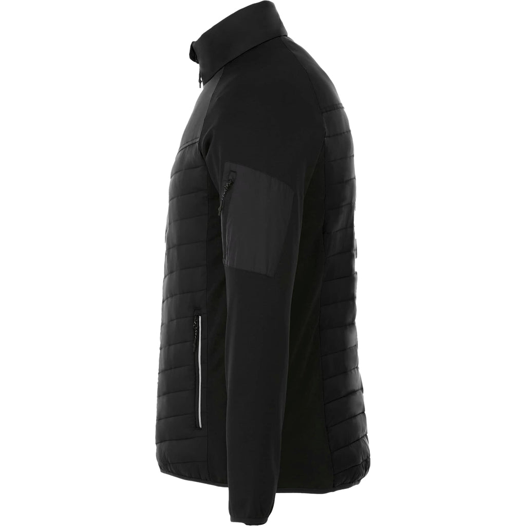 Banff Hybrid Quilted Puffer Jacket for Men Debossing - Black/Black - Left Side