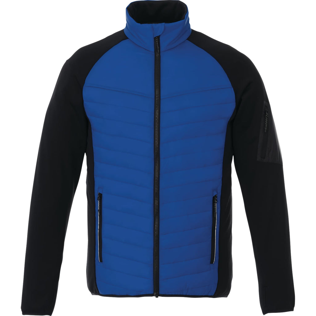 Banff Hybrid Quilted Puffer Jacket for Men Debossing - New Royal/Black - Back Flat