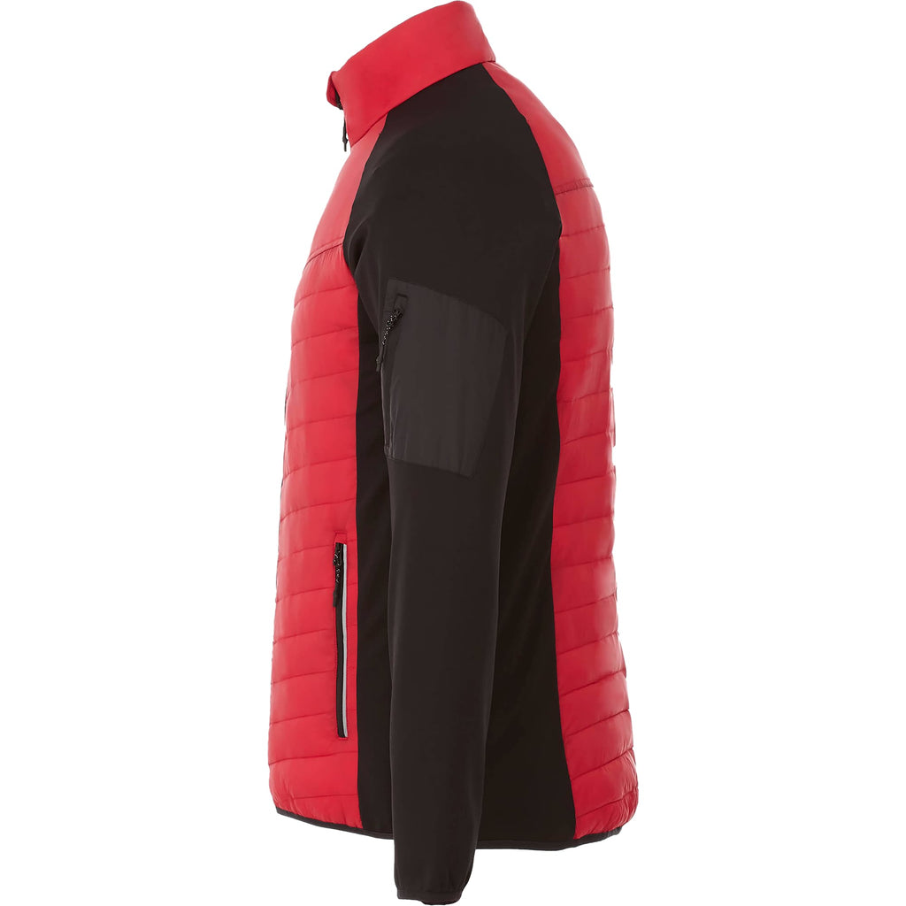 Banff Hybrid Quilted Puffer Jacket for Men Debossing - Team Red/Black - Left Side