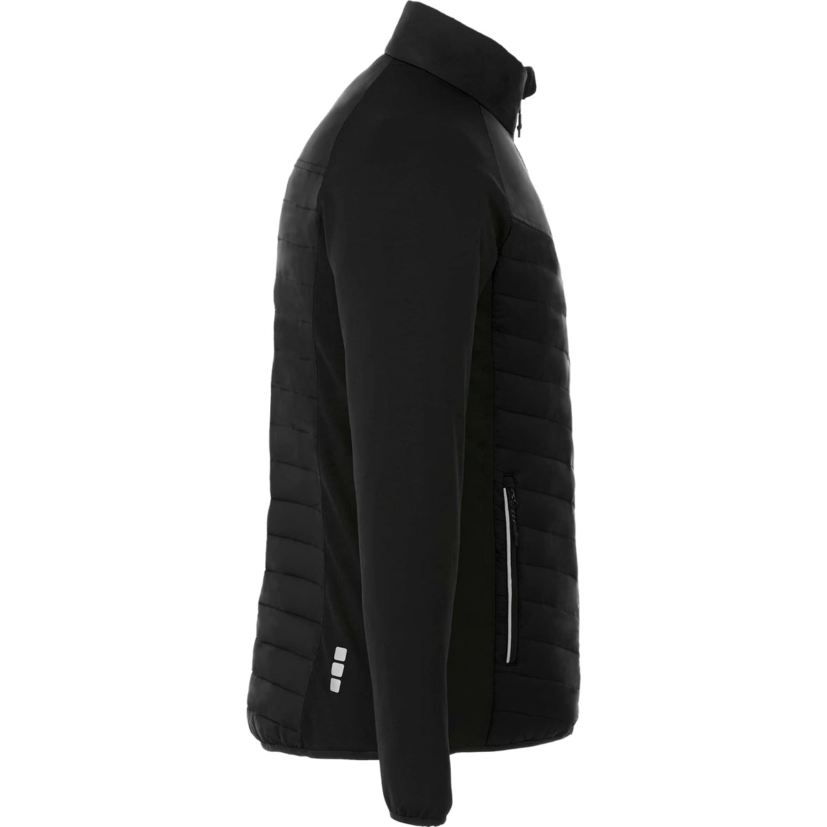 Banff Hybrid Quilted Puffer Jacket for Men Embroidery - Black/Black - Right Side