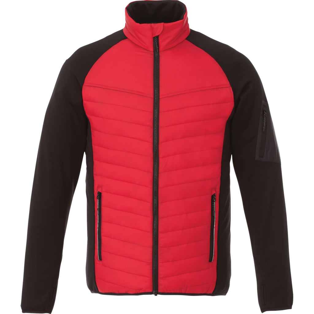 Banff Hybrid Quilted Puffer Jacket for Men Embroidery - Team Red/Black - Back Flat 2