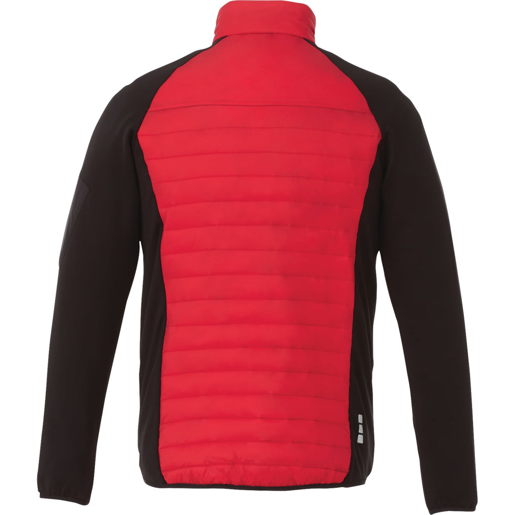 Banff Hybrid Quilted Puffer Jacket for Men Embroidery - Team Red/Black - Back Flat