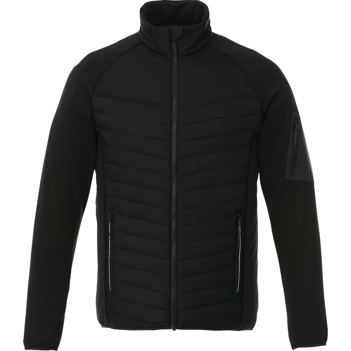 Banff Hybrid Quilted Puffer Jacket for Men Laser Engraving - Black/Black - Back Flat