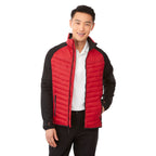 Banff Hybrid Quilted Puffer Jacket for Men Laser Engraving - Team Red/Black - Front On Model