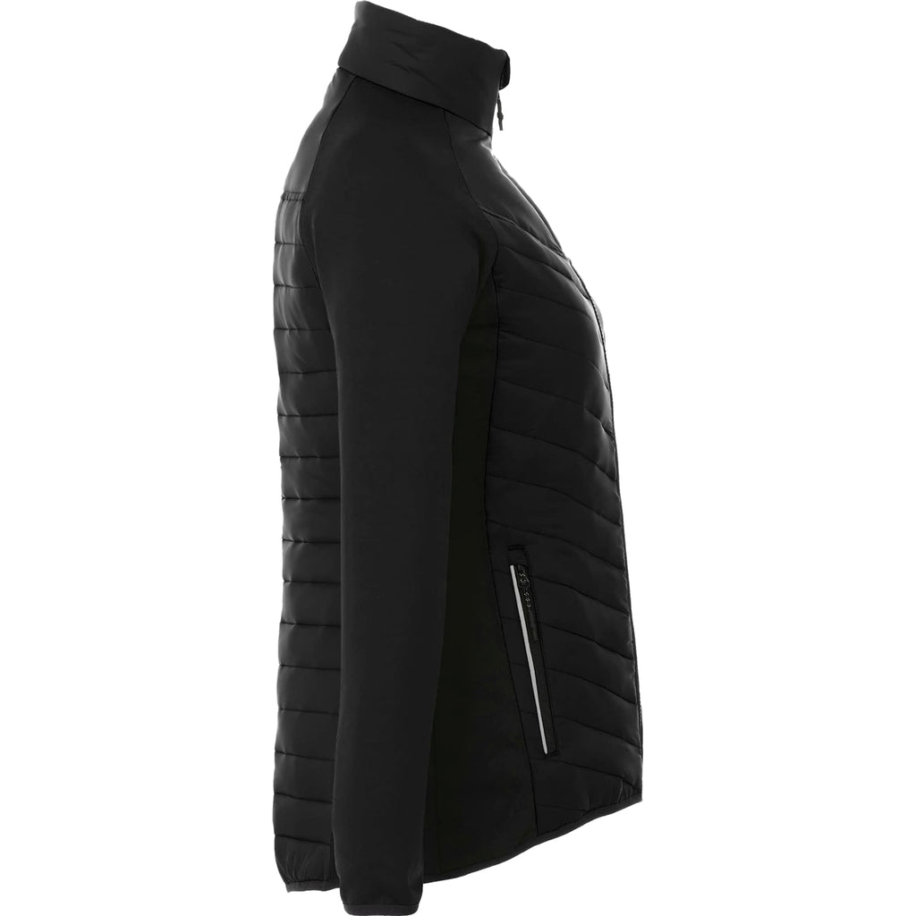 Banff Hybrid Quilted Puffer Jacket for Women Debossing - Black/Black - Right Side