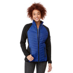 Banff Hybrid Quilted Puffer Jacket for Women Debossing - New Royal/Black - Front On Model