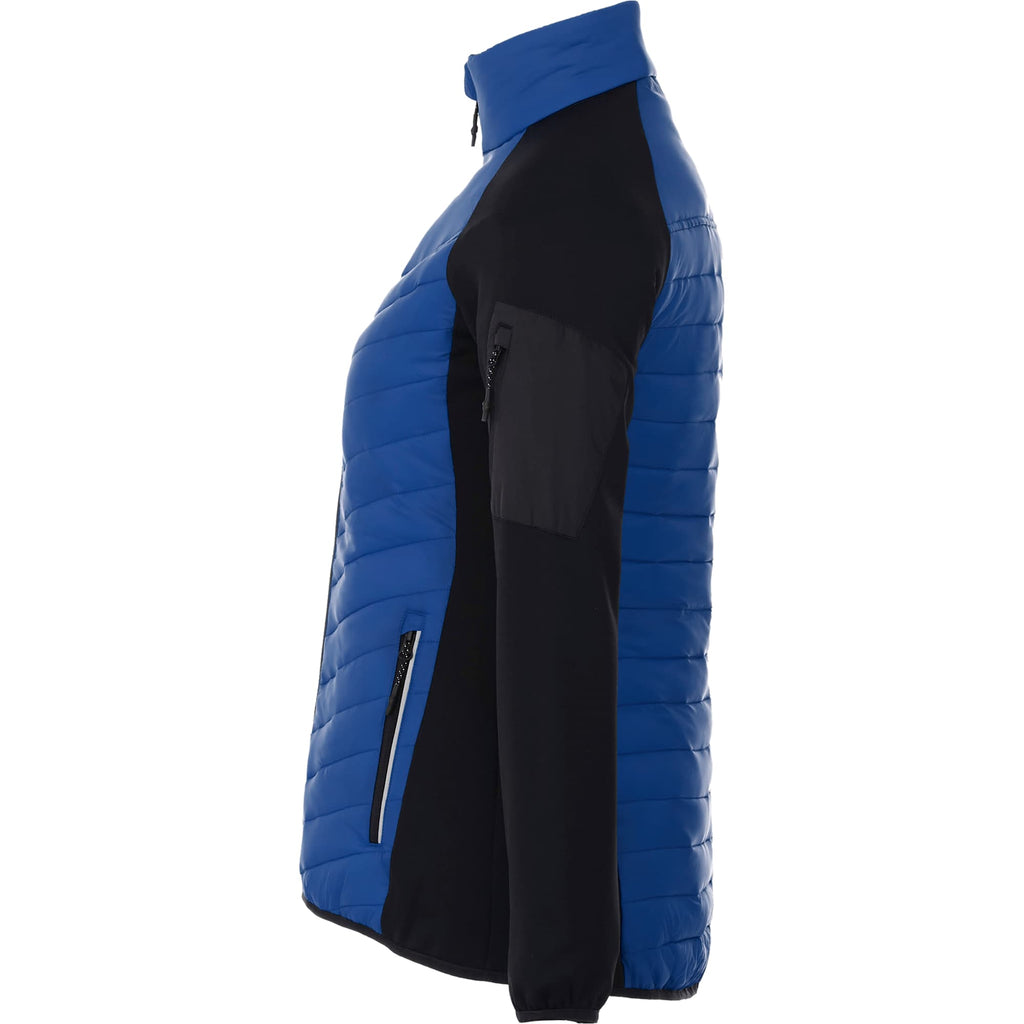 Banff Hybrid Quilted Puffer Jacket for Women Debossing - New Royal/Black - Left Side
