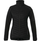 Banff Hybrid Quilted Puffer Jacket for Women Embroidery - Black/Black - Back Flat