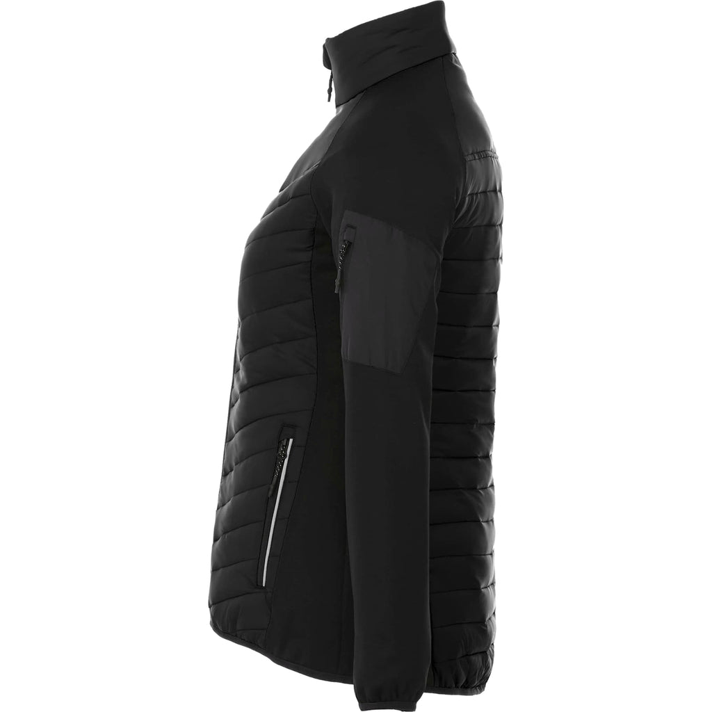 Banff Hybrid Quilted Puffer Jacket for Women Embroidery - Black/Black - Left Side