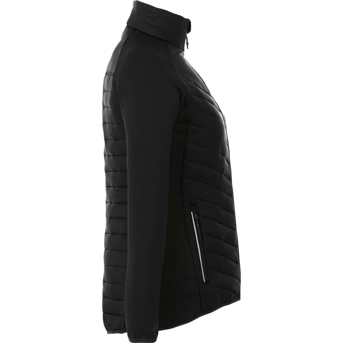 Banff Hybrid Quilted Puffer Jacket for Women Embroidery - Black/Black - Right Side