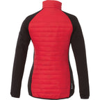 Banff Hybrid Quilted Puffer Jacket for Women Embroidery - Team Red/Black - Back Flat