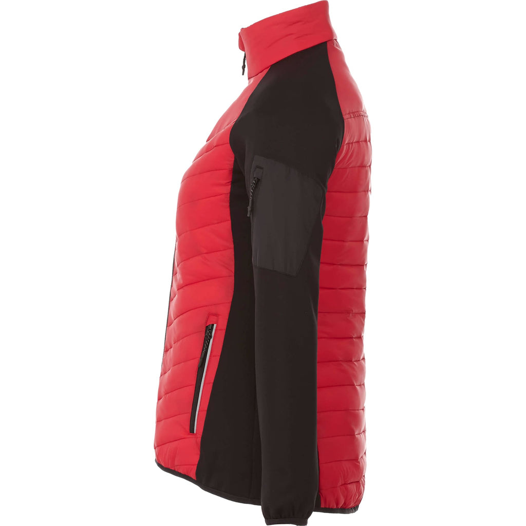 Banff Hybrid Quilted Puffer Jacket for Women Embroidery - Team Red/Black - Left Side