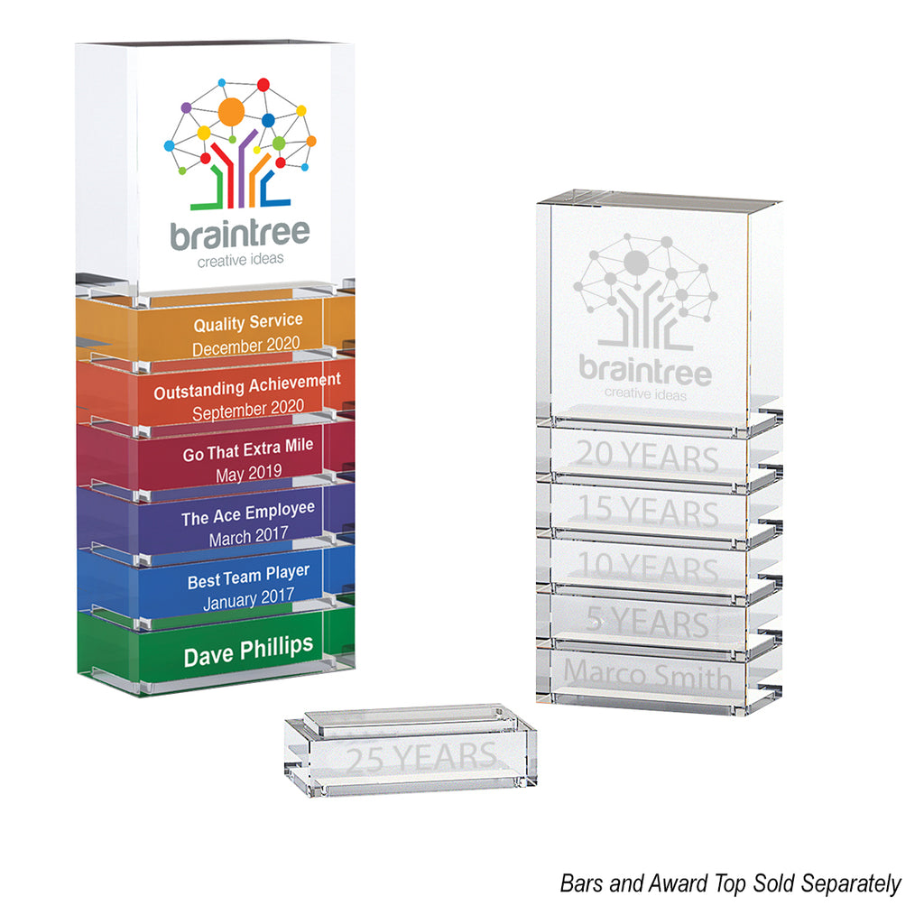 Bar Award in Clear Acrylic, Stackable - Stackable Clear Acrylic Bar Award