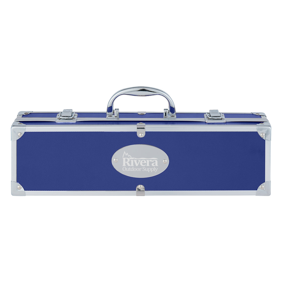Barbecue Set in an Aluminum Case - Blue and Red - Laser Engraving