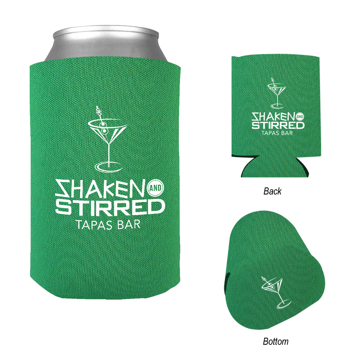 Bargain Jr Kan-Tastic Can Cooler, 12 oz - Kelly Green - Silk Screen