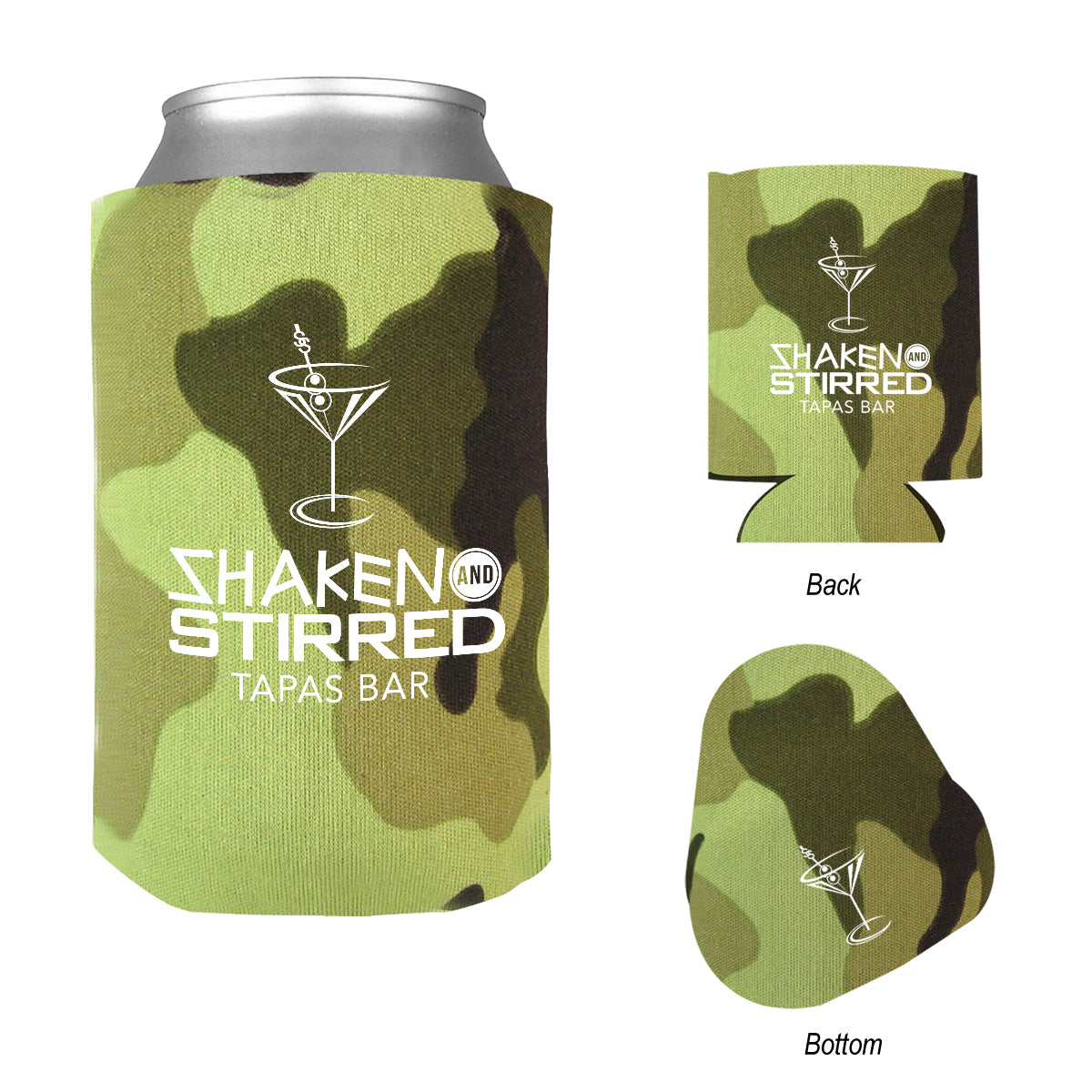 Bargain Jr Kan-Tastic Can Cooler, 12 oz - Tan Camo - Silk Screen
