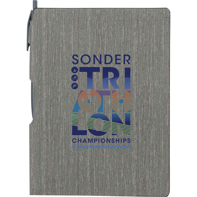 Bari Wood Look Notebook with Pen, 6 x 8.5 Inches Full Color