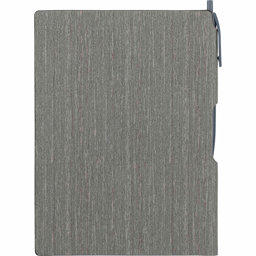 Bari Wood Look Notebook with Pen, 6 x 8.5 Inches - Gray - Back