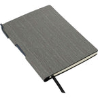 Bari Wood Look Notebook with Pen, 6 x 8.5 Inches - Gray - Detail