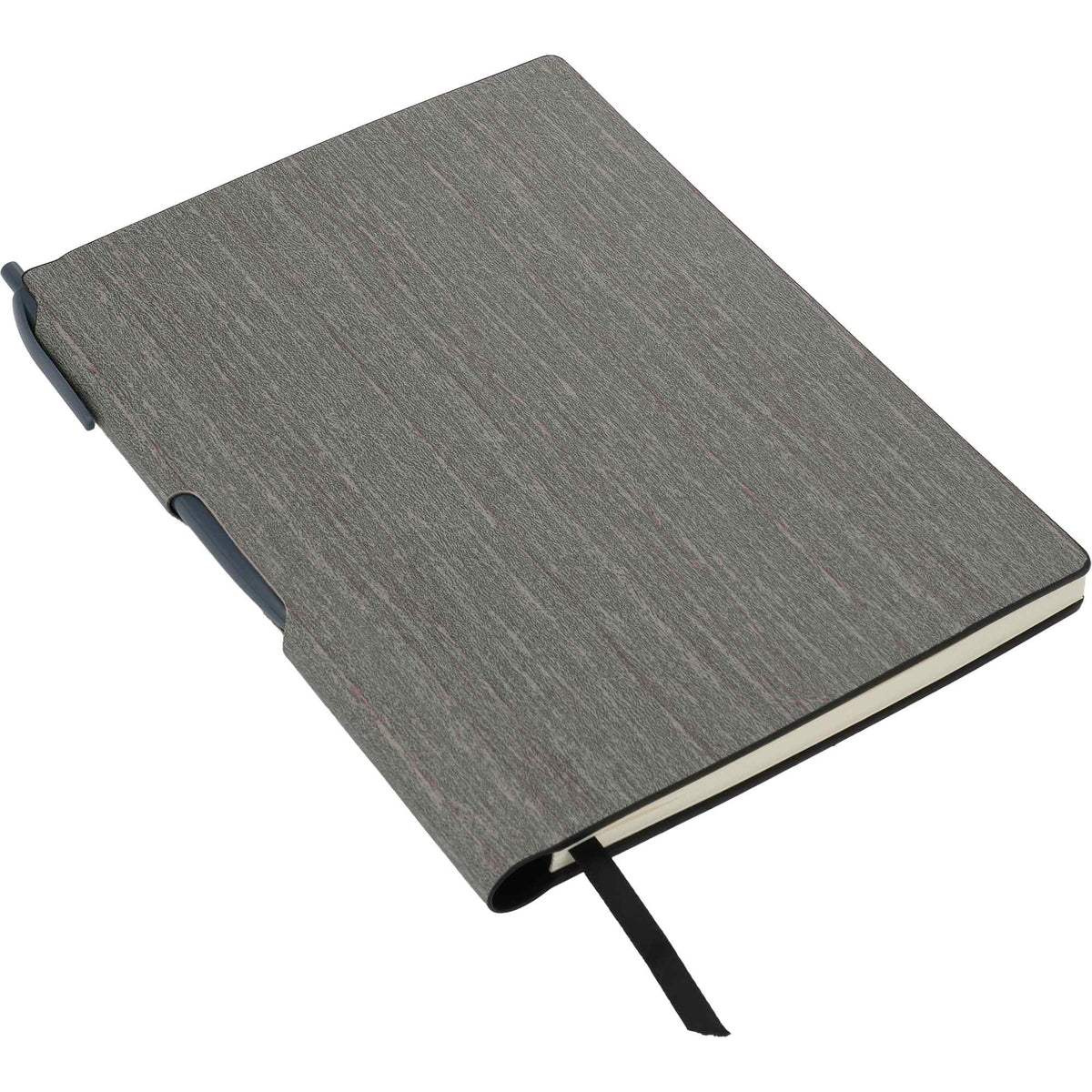 Bari Wood Look Notebook with Pen, 6 x 8.5 Inches - Gray - Detail